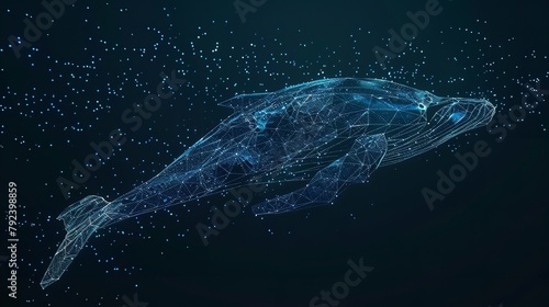 Polygonal Blue Whale  Marine Animal Concept  