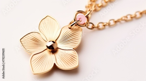 Closeup of a sentimental antique gold locket pendant featuring a delicate orchid, ideal for heirloom jewelry advertising