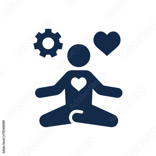 Mindfulness meditation solid icon. Vector illustration isolated on white.