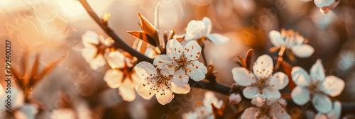 A close up of a branch with a few flowers on it