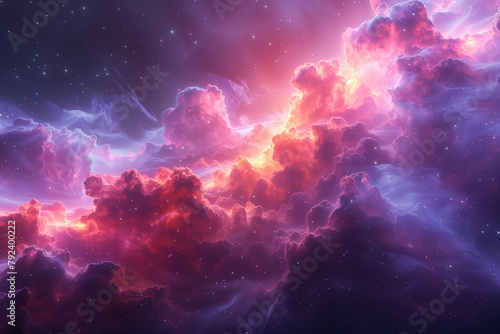 Colorful sky filled with clouds and stars 8k hi-res cosmic wallpaper background
