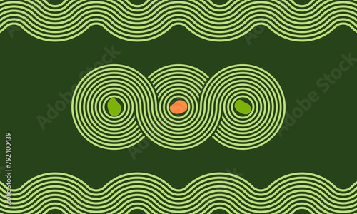 waves and circles, meditation zen garden top view or life balance vector illustration