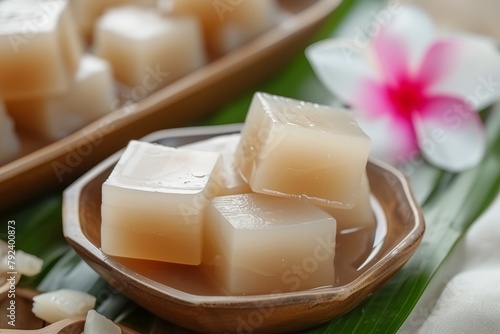 Palembang s popular dessert Agar agar Dodol or Puding Dodol is a dense and soft jelly made with coconut milk condensed milk and cocoa powder Enjoye photo