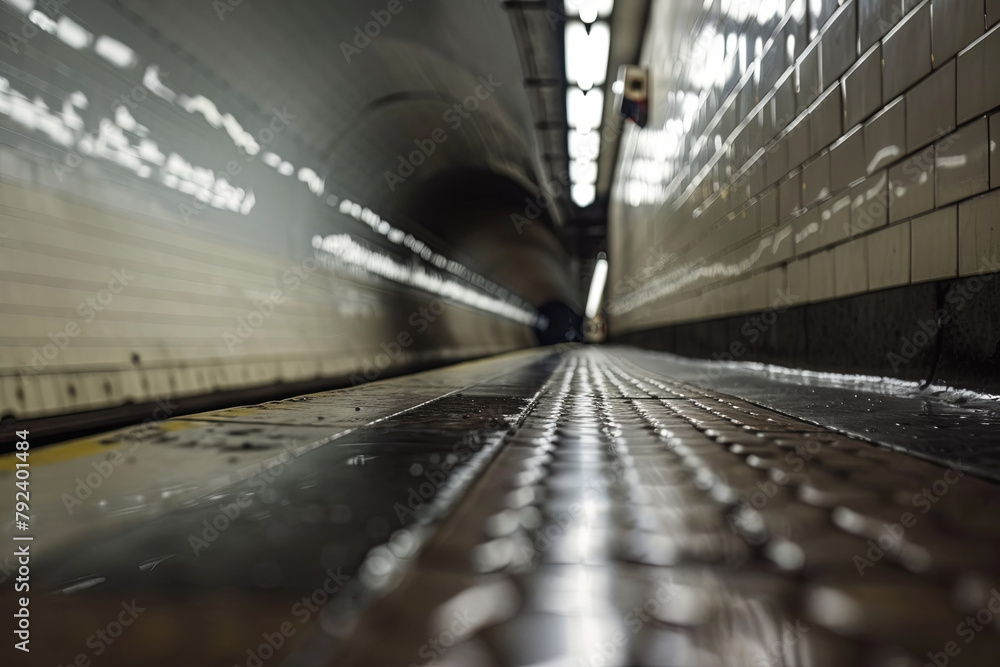Interior perspective of a subway tunnel Interior perspective of a subway tunnel