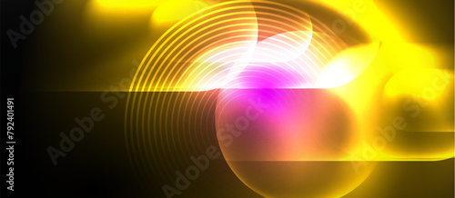 A vibrant purple and yellow glowing circle resembling a lens flare on a dark background, evoking images of a colorful sunset reflecting on water
