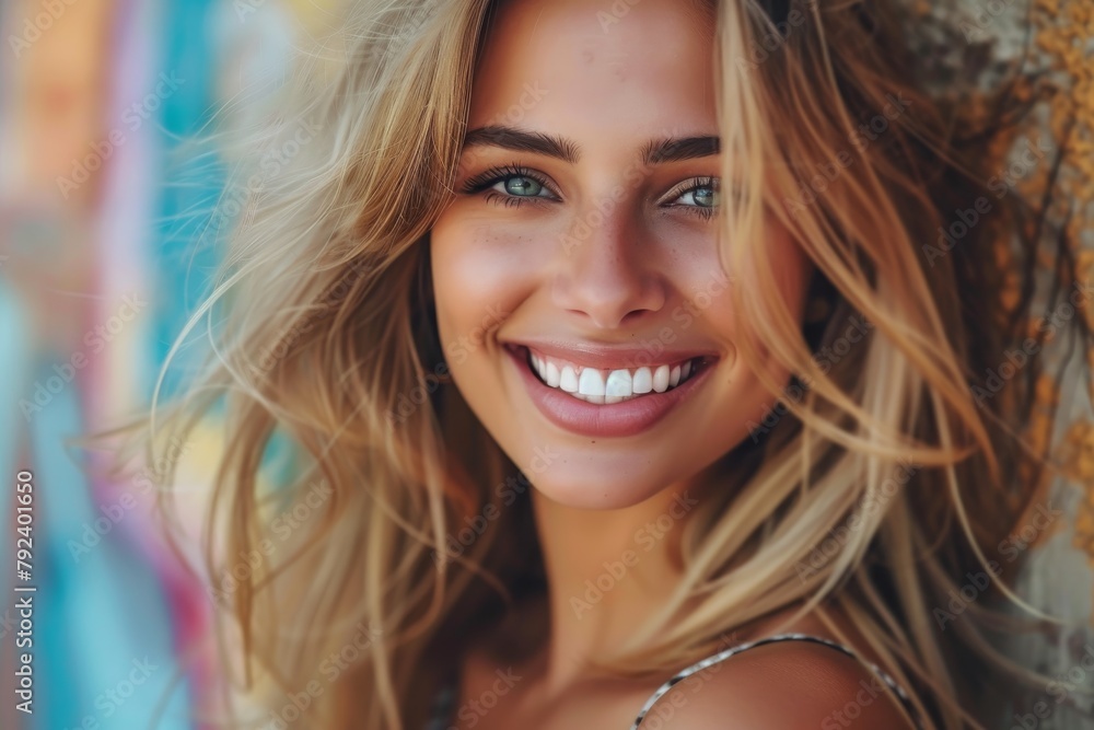 Photo of attractive woman with pristine teeth Photo of attractive woman with pristine teeth