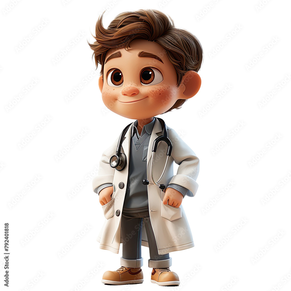 3D cartoon veterinary doctor character on transparent background. 3D cartoon veterinary doctor character on transparent background.