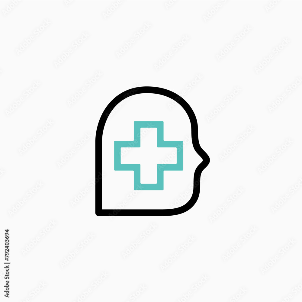 Mind Mental Health Healthy Human Head Medical Cross Logo Vector icon illustration Mind Mental Health Healthy Human Head Medical Cross Logo Vector icon illustration