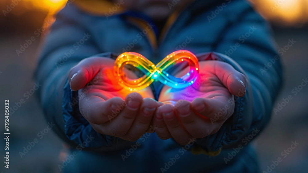 custom made wallpaper toronto digitalInfinite Potential: Boy Holding Autism Infinity Rainbow Symbol for World Autism Awareness Day