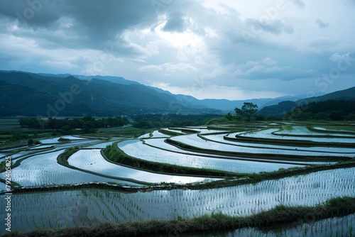 Quiet rice fields with terraces