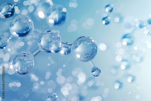 Serum bubbles on water molecular background