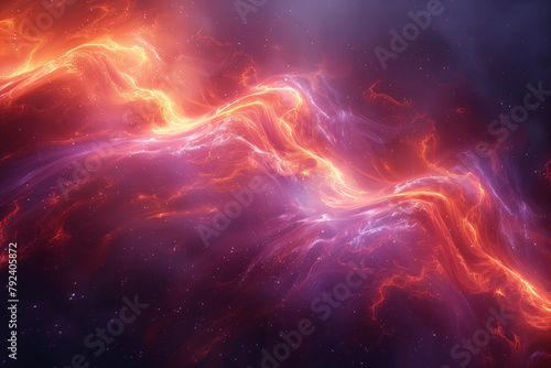 Computer generated red and orange swirl in starry sky 8k hi-res cosmic wallpaper background