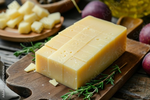 Sharp Cheddar Cheese on a Wooden Board