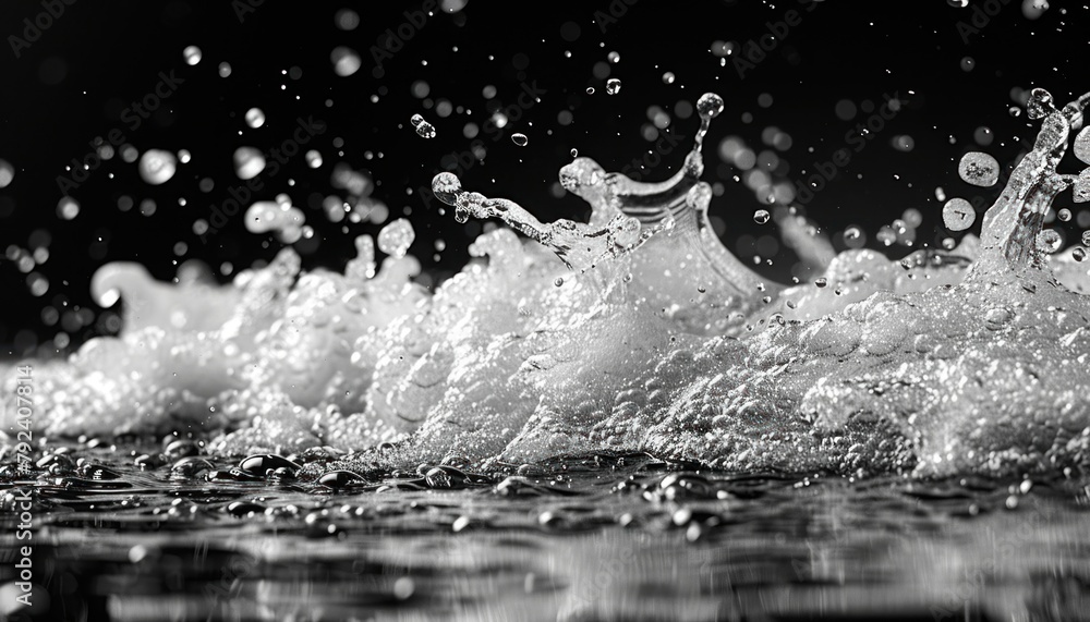 A blackandwhite photo of a wave crashing on a beach A blackandwhite photo of a wave crashing on a beach