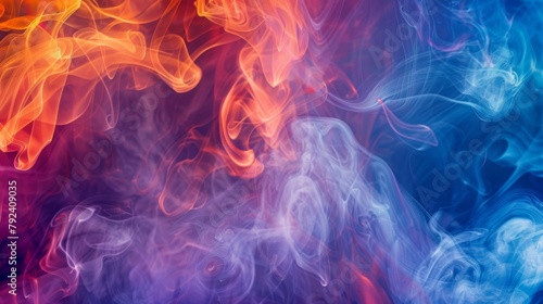Close-up of vibrant smoke swirling in intricate patterns, a captivating sight of beauty in motion photo