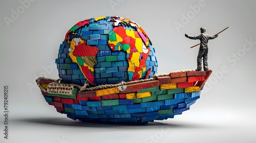 Global Flags Around the Globe  A 3D Illustration Depicting International Business and Connectivity Across Continents