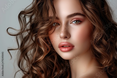 Wallpaper Mural Studio photo of a stunning brunette with flawless makeup curls and an enchanting face Torontodigital.ca