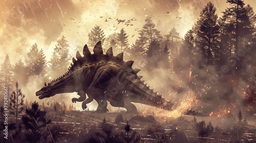 Stegosaurus In Storm Forest © Hungarian