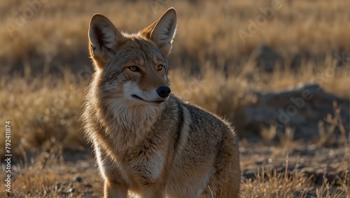 A vigilant Coyote (Canis latrans) at the Rocky Mountain Arsenal National Wildlife Refuge, located approximately 8 kilometres outside of Denver, Colorado, USA
