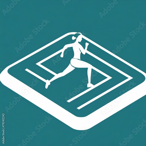 Sign of woman running track. Fitness icon of a person exercising