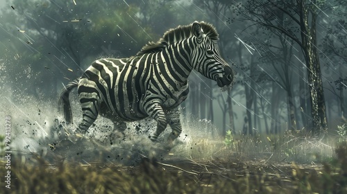 Zebra Running From Storm © Hungarian