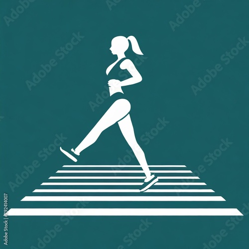 Woman brisk walking on a track, Fitness icon of a person exercising
