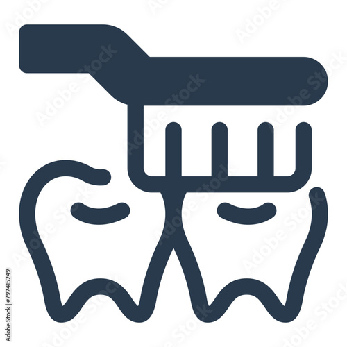 Teeth Brushing for Bedtime Routine  Vector Icon