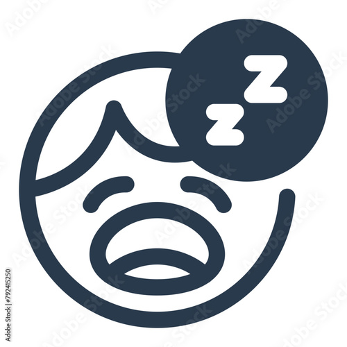 Yawn for Bedtime Relaxation Vector Icon Illustration