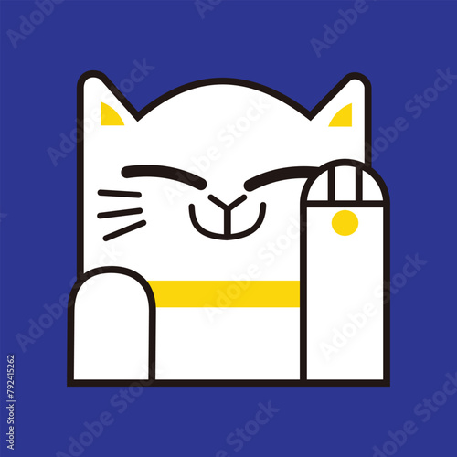 Cute cate icon. Cute cat illustration. illustration of a cat that is believed to bring good fortune. Pet illustration design element