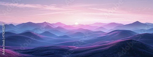 A tranquil 3D valley, softly hued with lavender blooms under a gentle morning sky, whispers of a serene daybreak. photo