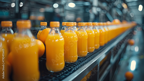 Orange juice, production at the modern factory	