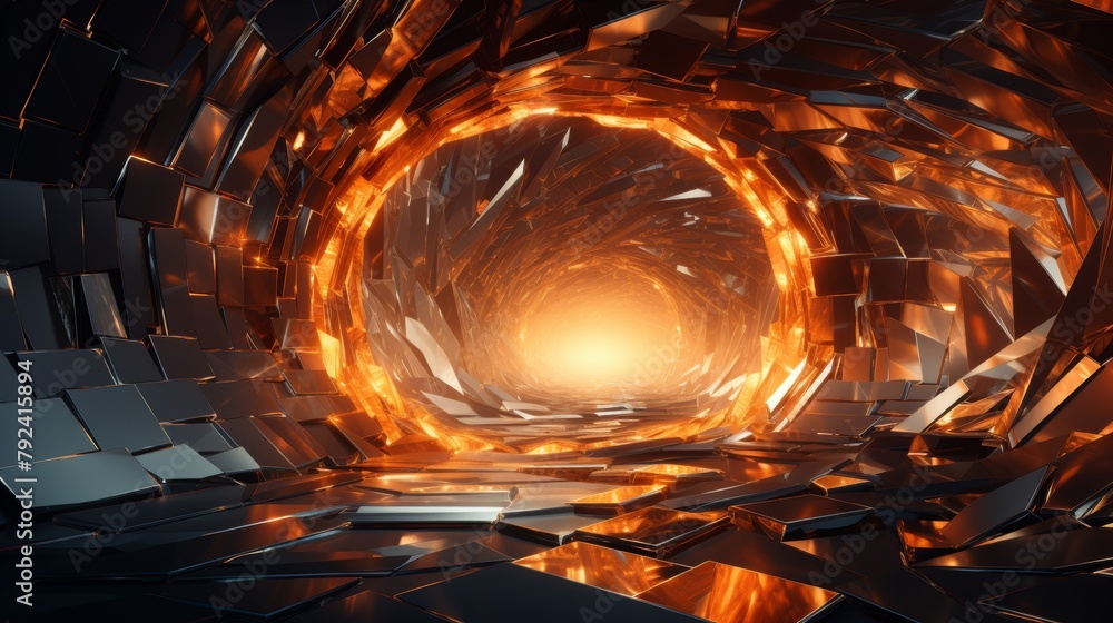 Sci-fi spaceship interior with a portal to another dimension Stock ...