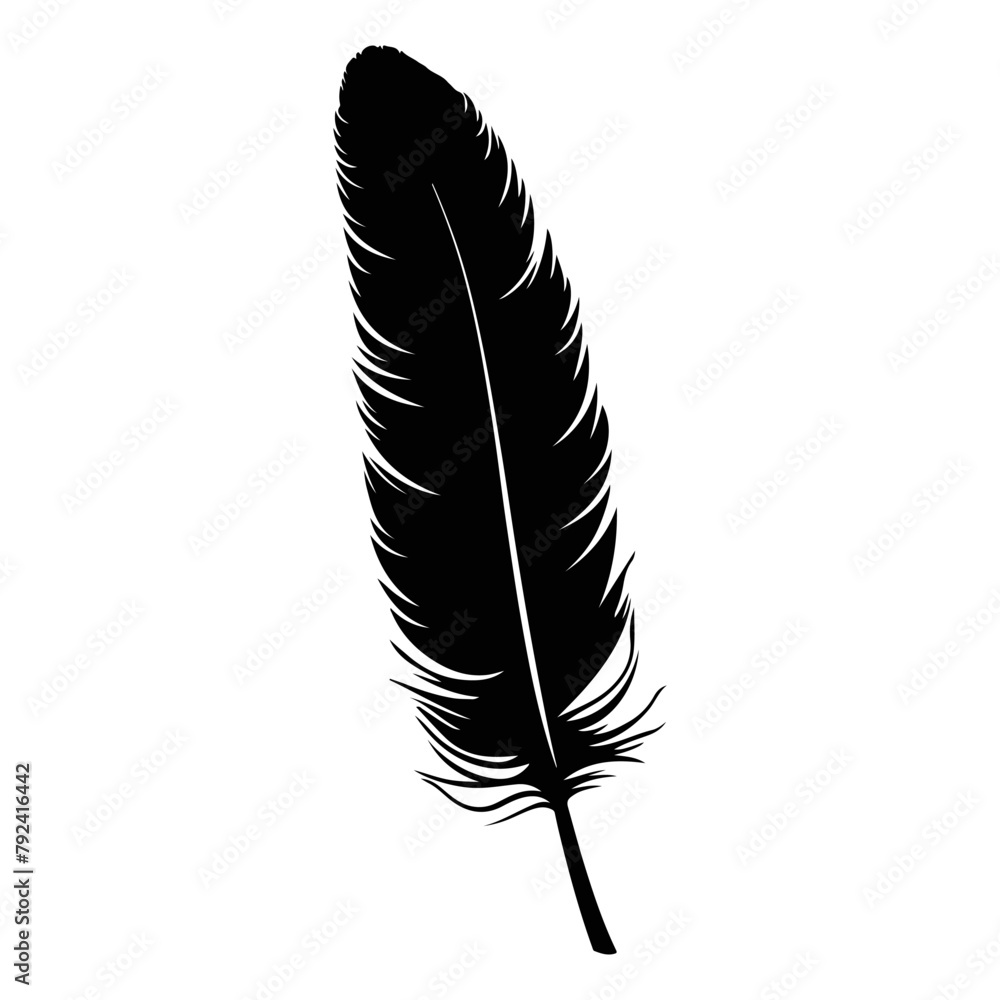 Feather silhouette. Hand drawing sketch of feather icons and vector illustration Feather silhouette. Hand drawing sketch of feather icons and vector illustration
