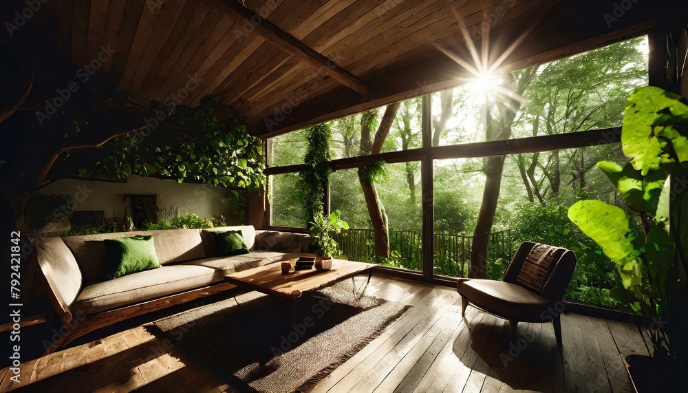 living room imagined in a tree house, lush green, modern minimalistic vibes table, interior, house, garden, home, window, chair, luxury, view, room, wood, restaurant, architecture living room imagined in a tree house, lush green, modern minimalistic vibes table, interior, house, garden, home, window, chair, luxury, view, room, wood, restaurant, architecture