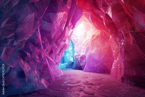 cinema 4d style, Luminescent cavern, bold use of color, white background