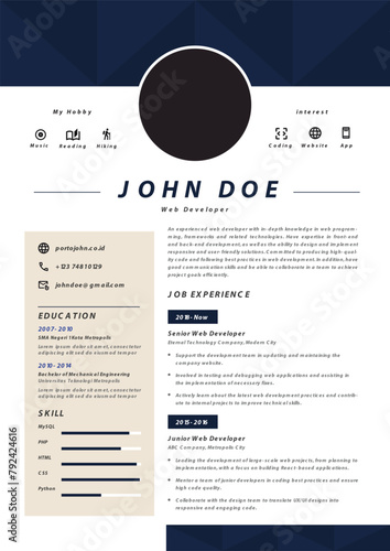 CV Resume Web Developer Template Design