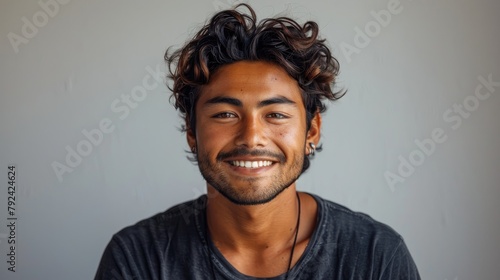people positive emotions concept studio waist up of young happy smiling broadly hindu man standing in centre isolated on white background,art illustration