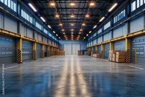 Warehouse or factory for transportation and storage of goods.