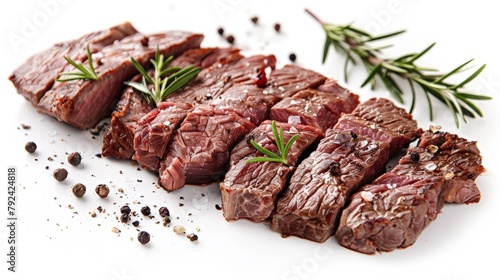 Sliced beef for steaks on a clear background