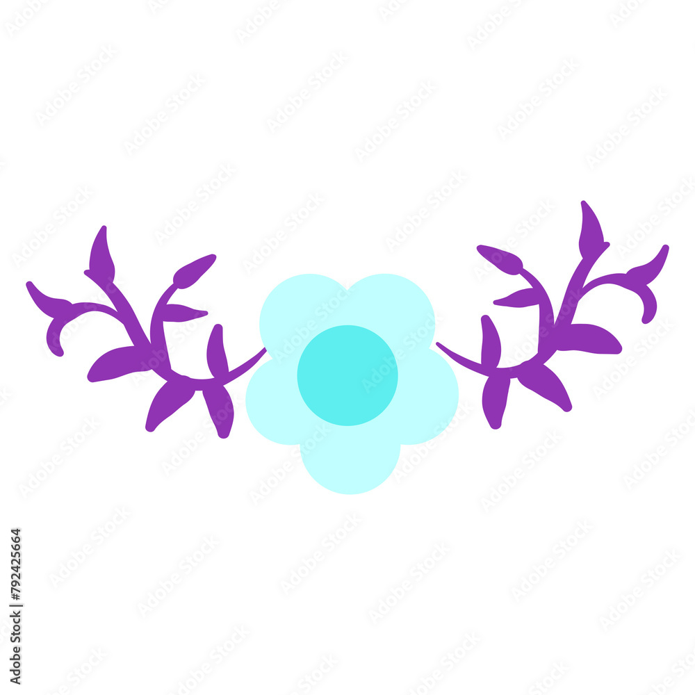 flower and leaves fit for decorative arts as borders frame middle top and bottom spring