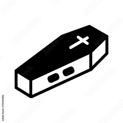 Vector solid black icon for Coffin