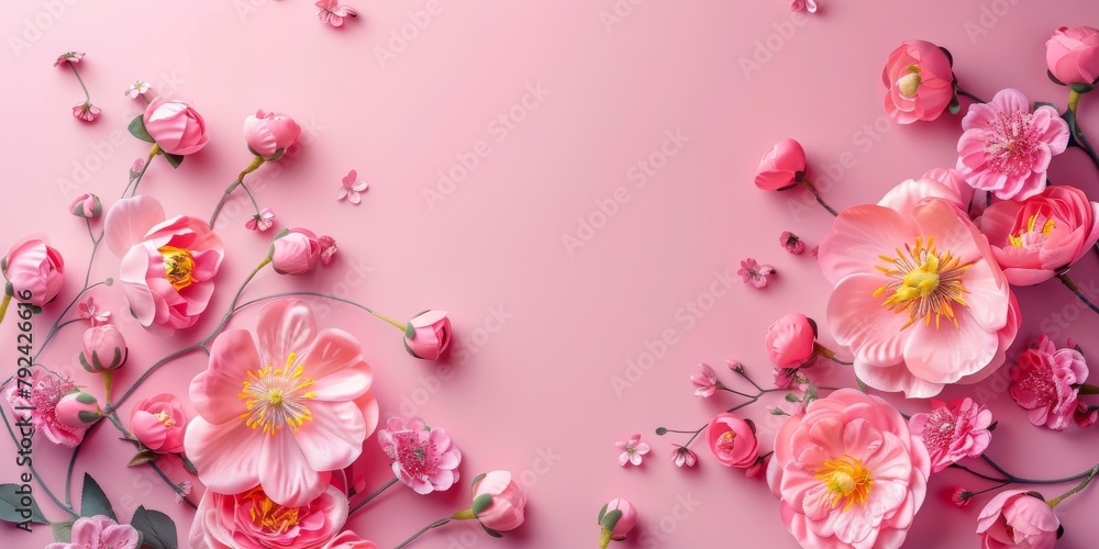 Cluster of Pink Flowers on Pink Background