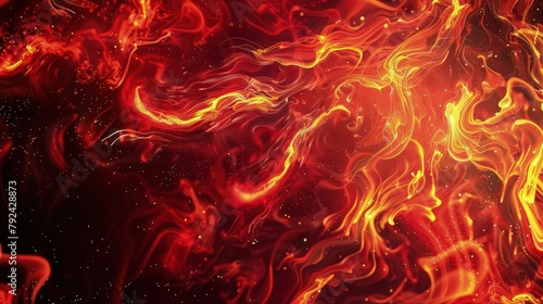 A mesmerizing fire background featuring roaring flames dancing and flickering against a backdrop of deep crimson and vibrant orange hues. 