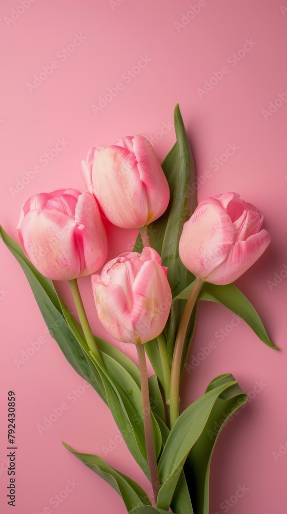 Cluster of Pink Tulips on a Pink Background Cluster of Pink Tulips on a Pink Background