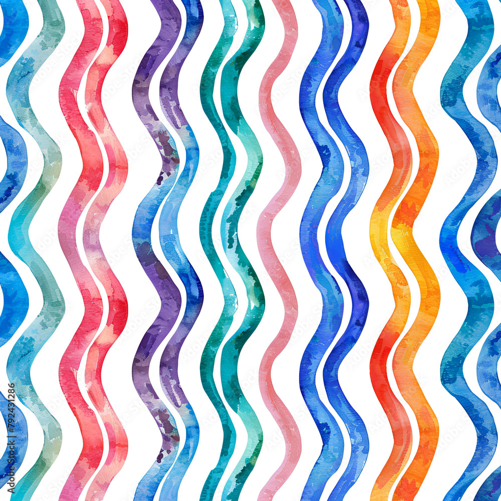 Abstract wavy lines. Beautiful seamless watercolor texture. Endless pattern in bright spring style Abstract wavy lines. Beautiful seamless watercolor texture. Endless pattern in bright spring style