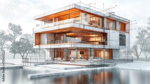 presentation of the bim model for the construction customer and contractor development of project drawings based on the bim model,art image