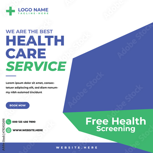 Healthcare prevention banner or square flyer with doctor theme for social media post template design