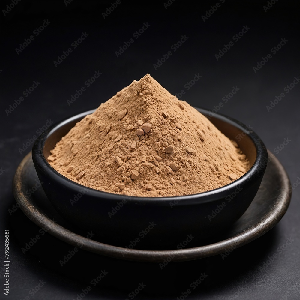 Khmeli-suneli powder on a black background. Khmeli-suneli powder on a black background.