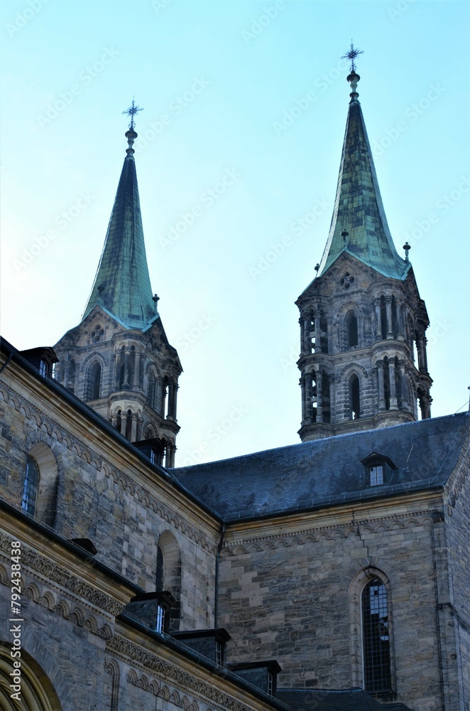 Bamberg Cathedral, a late Romanesque building with four towers