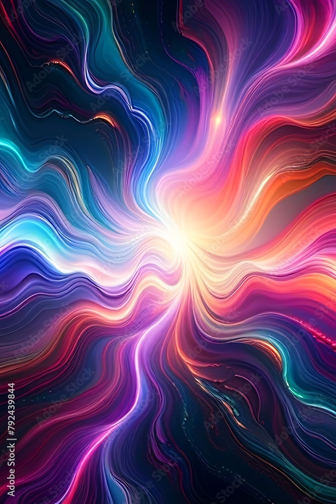Obraz premium Luminous nebula fractal burst abstract background. Abstract neon blackhole space nebular background